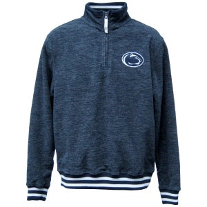 navy heather 1/2 zip fleece top with Penn State Athletic Logo on left chest